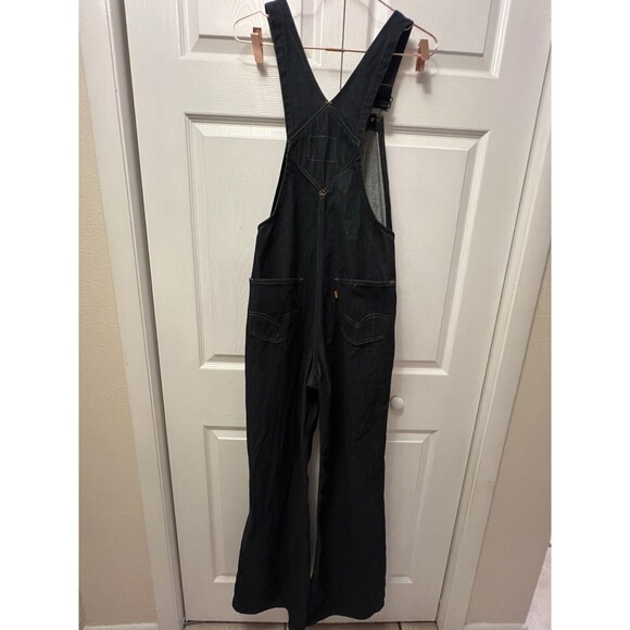 vintage flared levis orange tab dark wash womens overalls - Picture 10 of 14